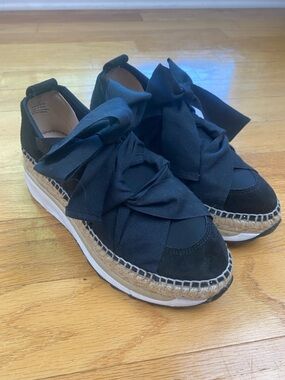 Free People Chapmin Black Espadrille Sneakers with Bow size 36 US 6